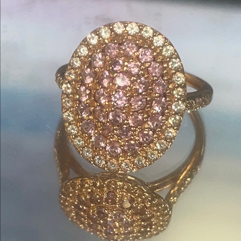 Earth Mined Pink Sapphire/ white 14 K Rose Gold Women's Ring